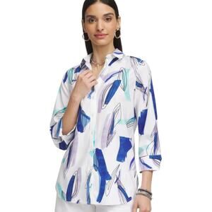 Chico's No Iron™ Coastal Stretch Shirt Pradiso Blue - Chico's Size 2 Large